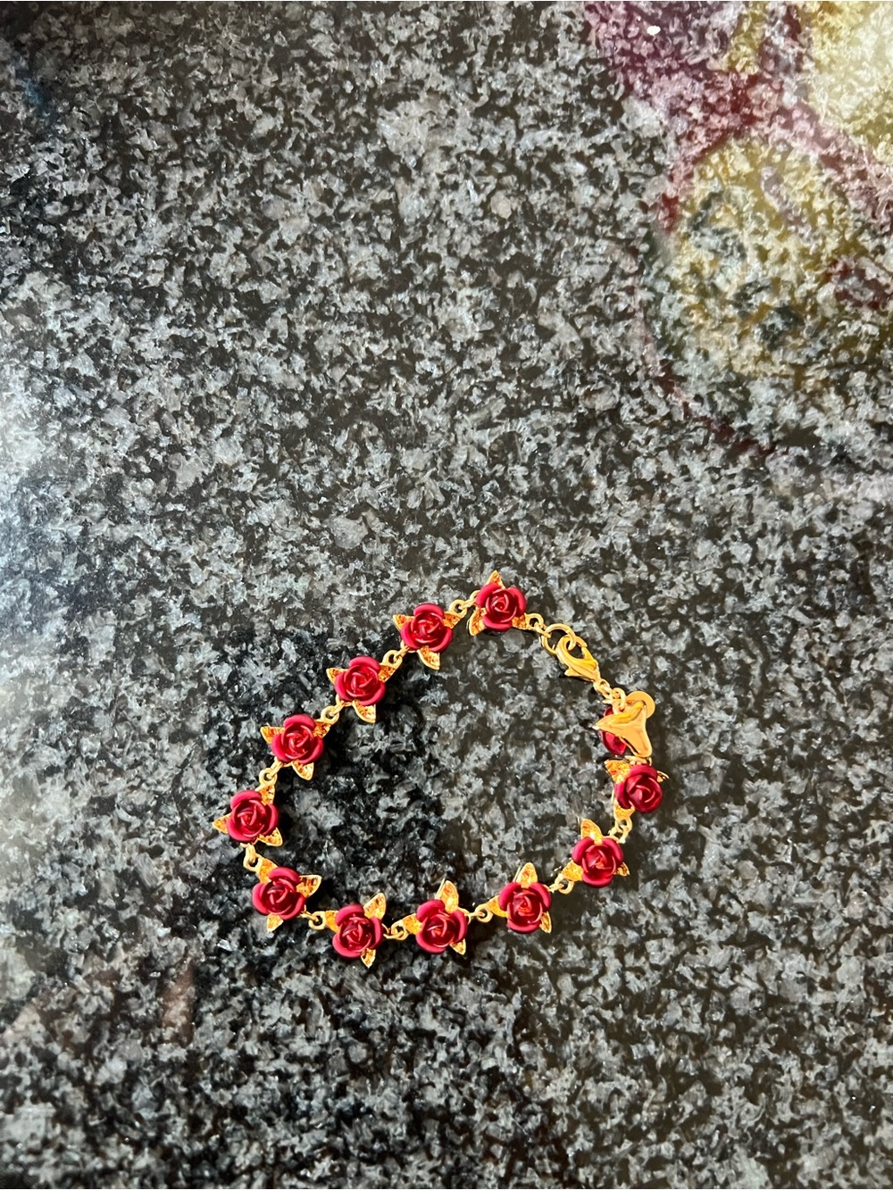 Gold-Tone Red Rose Link Bracelet - Women Jewelry